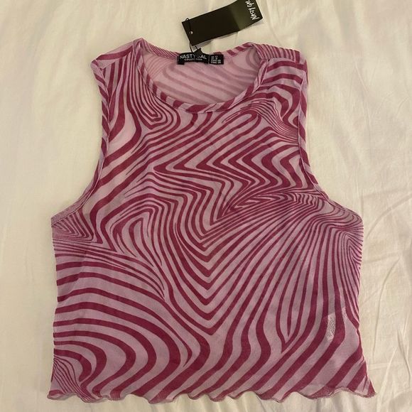 NWT Purple Marble Mesh Crop Top - Picture 4 of 16